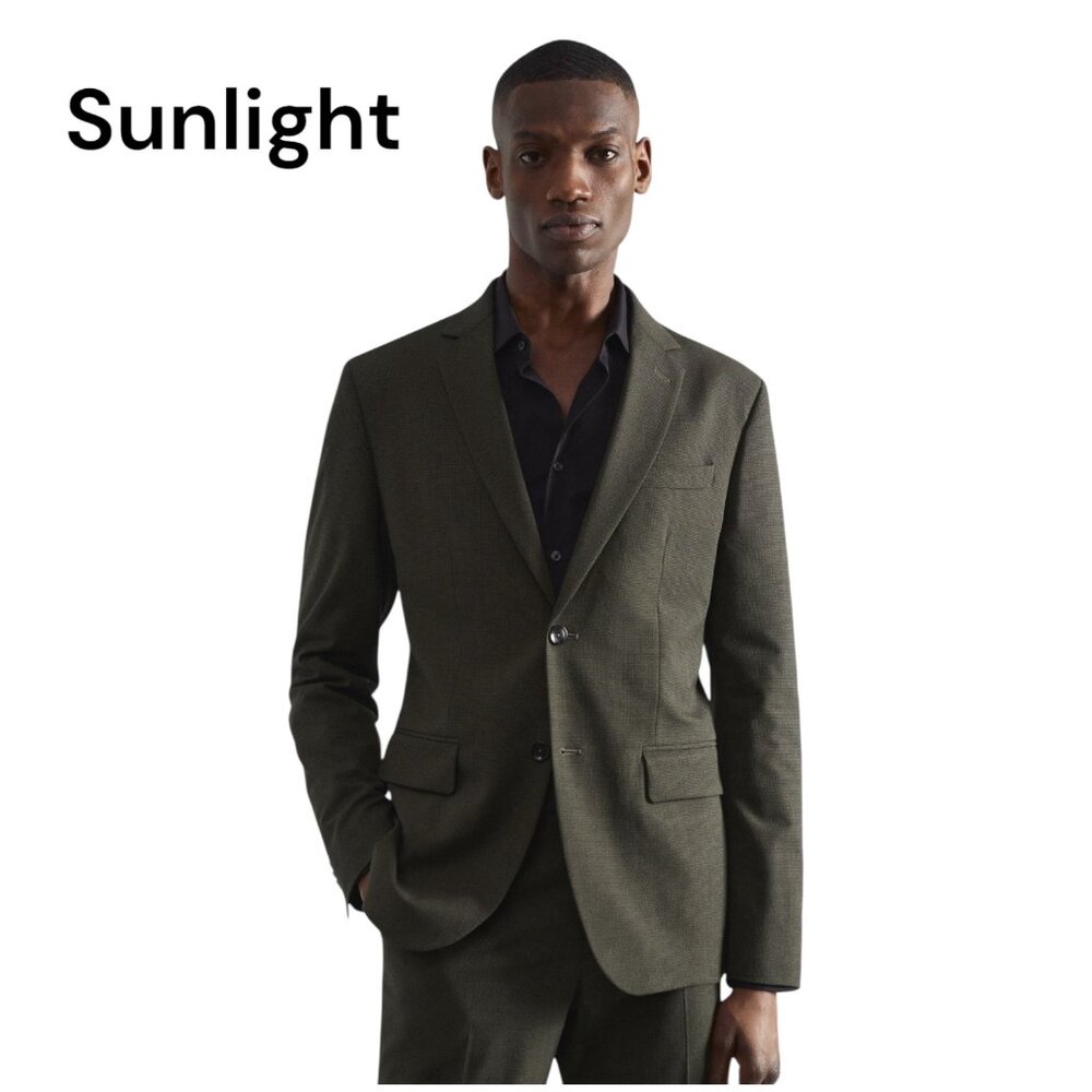 H.E. By Mango Slim Fit Mens Olive Green Blazer Ja… - image 2